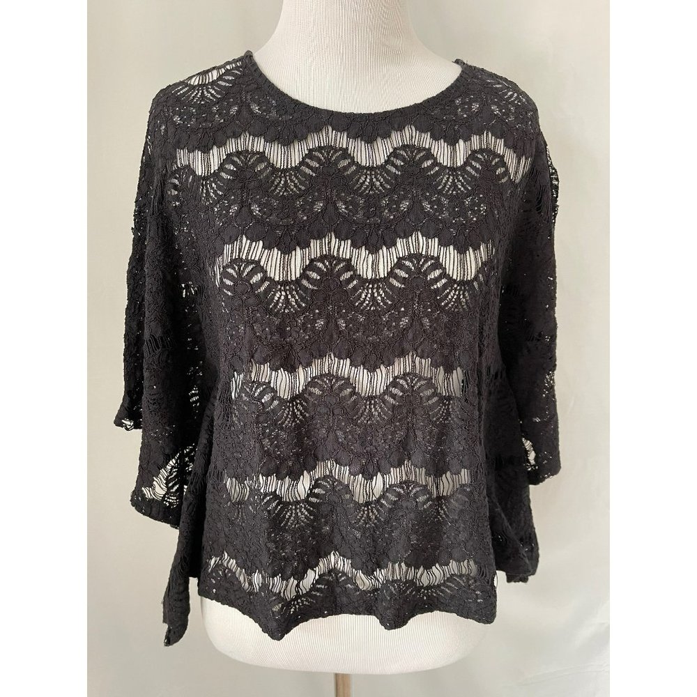 You Are Not Alone Black Lace Cover-up Shawl Top